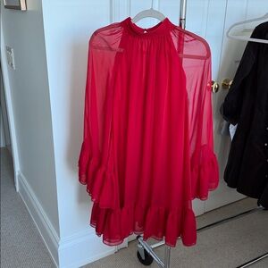 Alice + Olivia Mock Neck Cape Dress